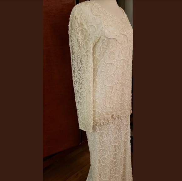 SOLD!Vintage Laurence Kazar Beaded Wedding Dress.L - Picture 6 of 8
